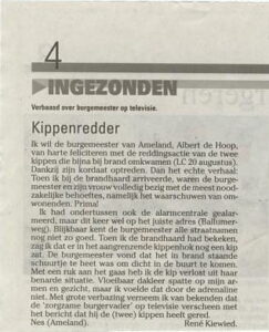 Burgemeester is echt een kippenredder