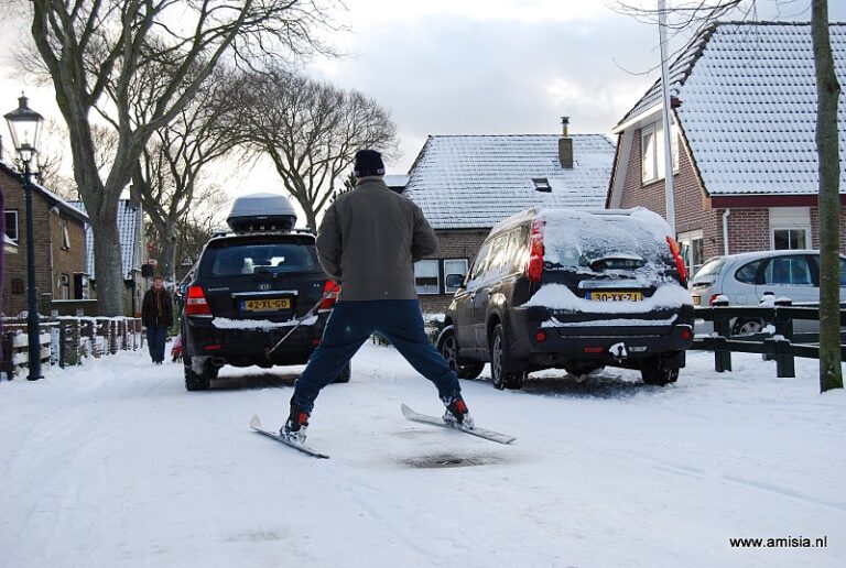 Op ski's achter de auto