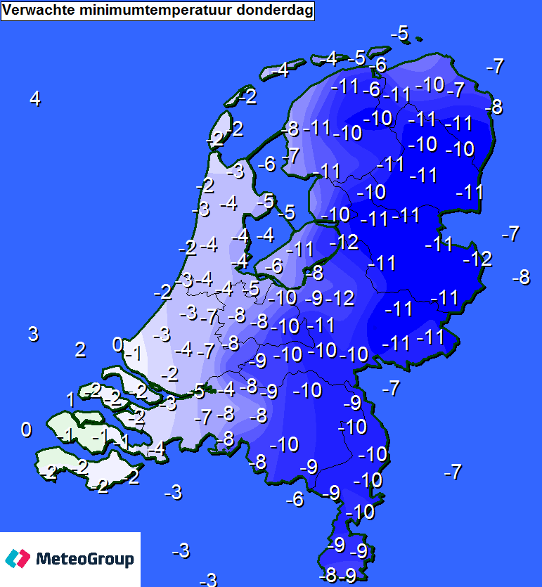 Lokaal strenge vorst en sneeuw