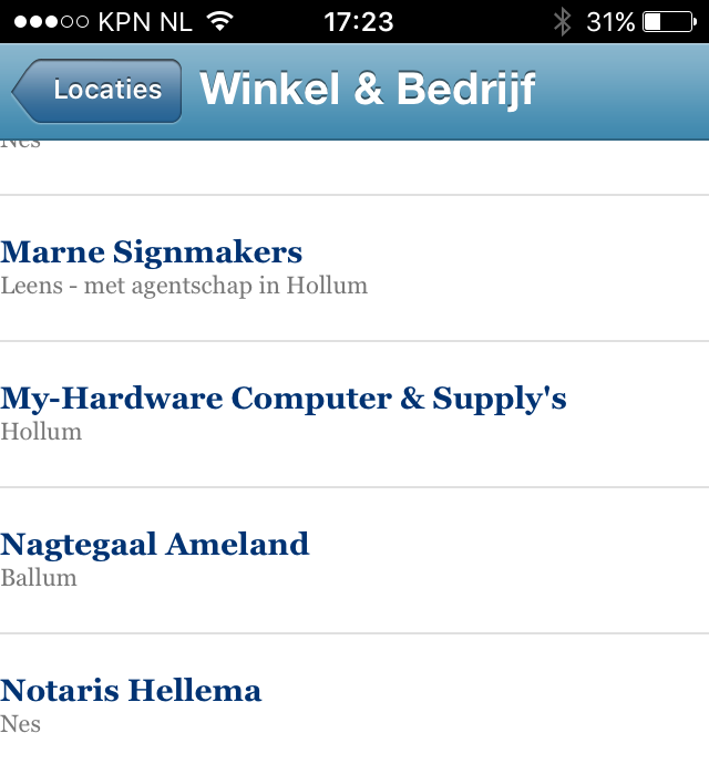 Op de Mobiele website