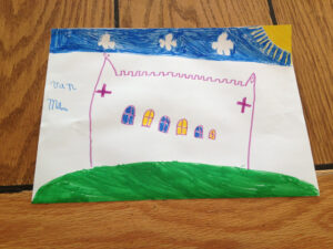 Tekening voor de kerk