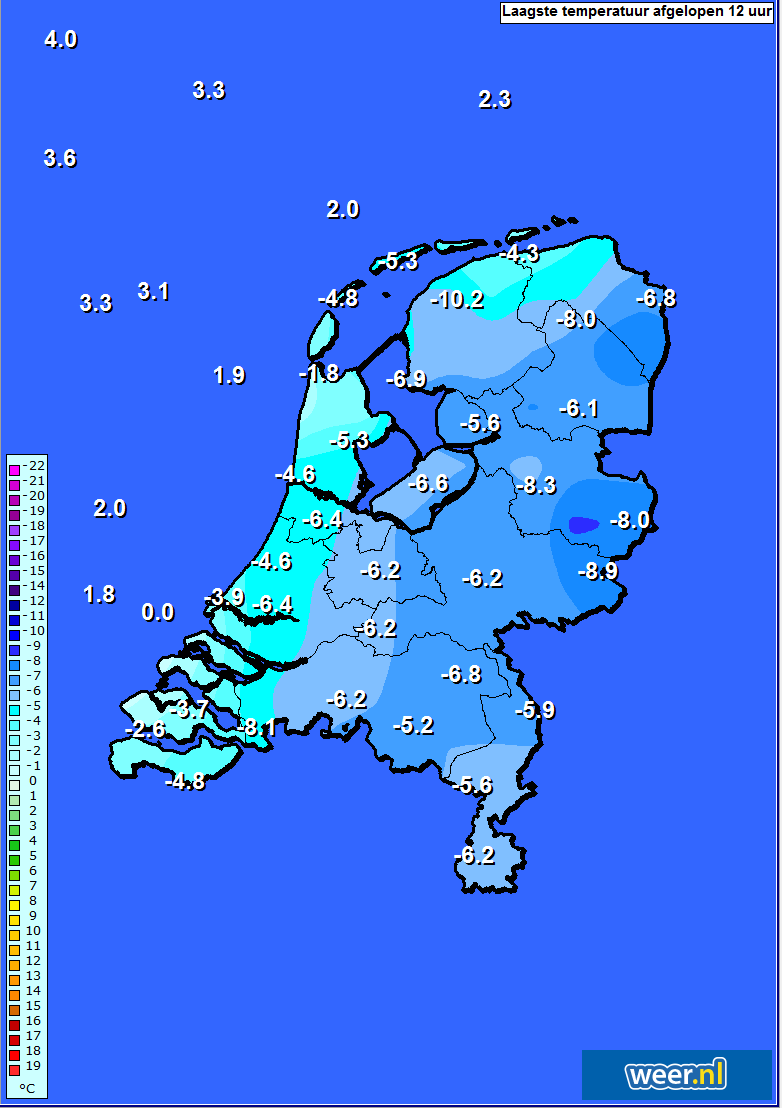 Lokaal strenge vorst en sneeuw