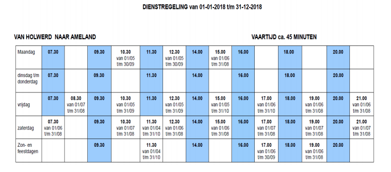 dienstregeling