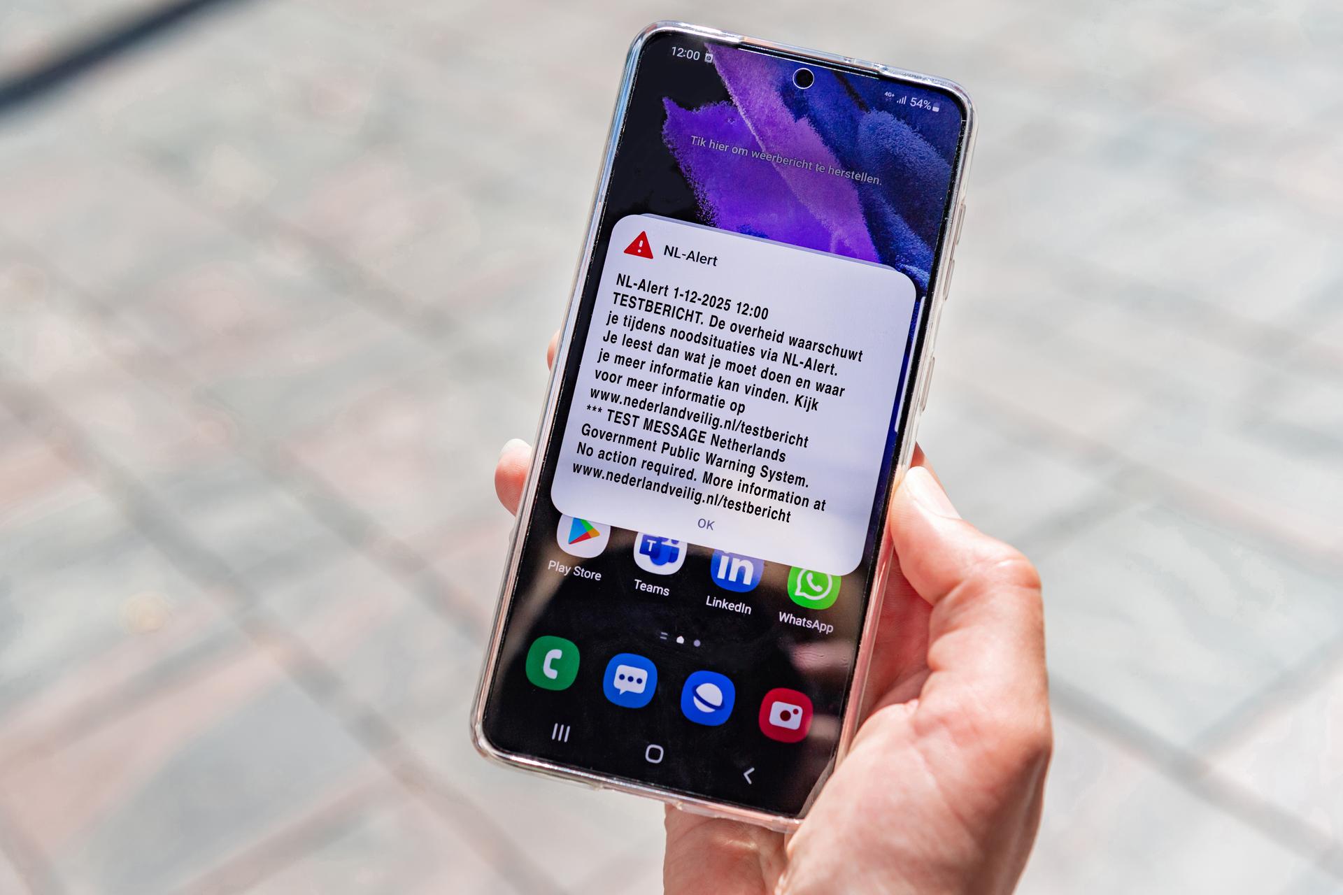 NL-Alert testbericht op maandag1 december rond 12 uur